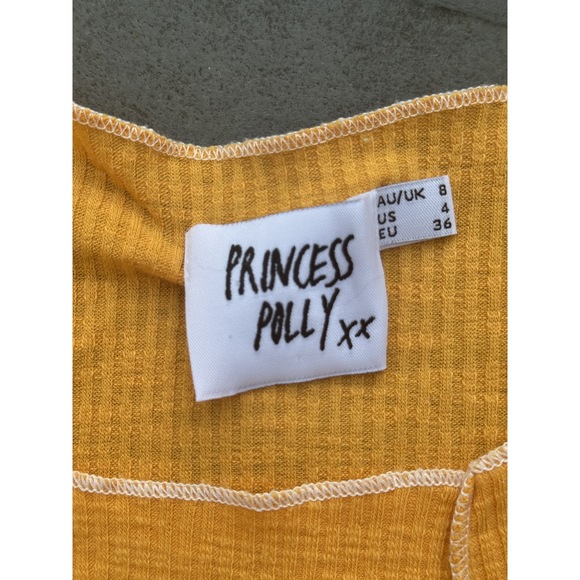 Princess Polly Crop Top Marigold Yellow Size 4 - Picture 3 of 3